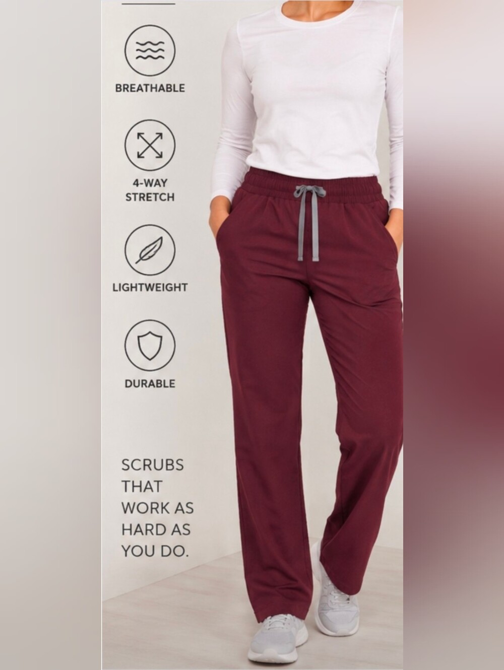 FIGS Burgundy Technical Collection Women Scrub Pants Size Medium